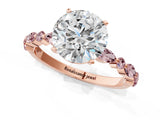 Rose gold Round Cut Diamond Ring with Marquise and Round with Morganite side stone Side Stones and Four-Prong Setting_37