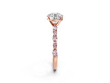 Rose gold Round Cut Diamond Ring with Marquise and Round with Morganite side stone Side Stones and Four-Prong Setting_38