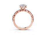 Rose gold Round Cut Diamond Ring with Marquise and Round with Morganite side stone Side Stones and Four-Prong Setting_39