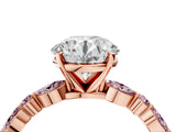 Rose gold Round Cut Diamond Ring with Marquise and Round with Morganite side stone Side Stones and Four-Prong Setting_40