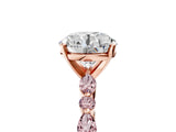 Rose gold Round Cut Diamond Ring with Marquise and Round with Morganite side stone Side Stones and Four-Prong Setting_41