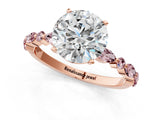 Rose gold Round Cut Diamond Ring with Marquise and Round with Morganite side stone Side Stones and Four-Prong Setting_49