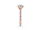 Rose gold Round Cut Diamond Ring with Marquise and Round with Morganite side stone Side Stones and Four-Prong Setting_50