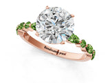 Rose gold Round Cut Diamond Ring with Marquise and Round with Peridot side stone Side Stones and Four-Prong Setting_13