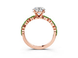 Rose gold Round Cut Diamond Ring with Marquise and Round with Peridot side stone Side Stones and Four-Prong Setting_15