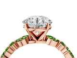 Rose gold Round Cut Diamond Ring with Marquise and Round with Peridot side stone Side Stones and Four-Prong Setting_16