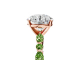 Rose gold Round Cut Diamond Ring with Marquise and Round with Peridot side stone Side Stones and Four-Prong Setting_17