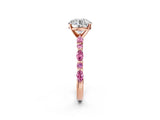 Rose gold Round Cut Diamond Ring with Marquise and Round with Pink Sapphire side stone Side Stones and Four-Prong Setting_47