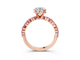 Rose gold Round Cut Diamond Ring with Marquise and Round with Pink Sapphire side stone Side Stones and Four-Prong Setting_48