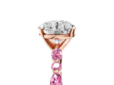 Rose gold Round Cut Diamond Ring with Marquise and Round with Pink Sapphire side stone Side Stones and Four-Prong Setting_50