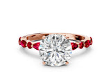 Rose gold Round Cut Diamond Ring with Marquise and Round with Ruby side stone Side Stones and Four-Prong Setting_59
