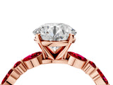 Rose gold Round Cut Diamond Ring with Marquise and Round with Ruby side stone Side Stones and Four-Prong Setting_63