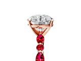 Rose gold Round Cut Diamond Ring with Marquise and Round with Ruby side stone Side Stones and Four-Prong Setting_64