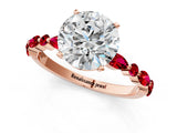 Rose gold Round Cut Diamond Ring with Marquise and Round with Ruby side stone Side Stones and Four-Prong Setting_72