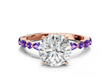 Rose gold Round Cut Diamond Ring with Marquise and Round with Tanzanite side stone Side Stones and Four-Prong Setting_12