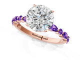 Rose gold Round Cut Diamond Ring with Marquise and Round with Tanzanite side stone Side Stones and Four-Prong Setting_13