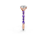 Rose gold Round Cut Diamond Ring with Marquise and Round with Tanzanite side stone Side Stones and Four-Prong Setting_14