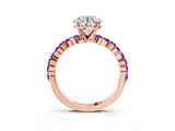 Rose gold Round Cut Diamond Ring with Marquise and Round with Tanzanite side stone Side Stones and Four-Prong Setting_15