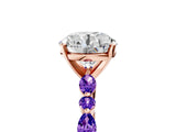 Rose gold Round Cut Diamond Ring with Marquise and Round with Tanzanite side stone Side Stones and Four-Prong Setting_17