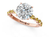 Rose gold Round Cut Diamond Ring with Marquise and Round with Yellow Sapphire side stone Side Stones and Four-Prong Setting_48
