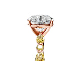 Rose gold Round Cut Diamond Ring with Marquise and Round with Yellow Sapphire side stone Side Stones and Four-Prong Setting_52