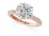 Rose gold Round Cut Diamond Ring with Pavé Band and Four-Prong Setting_74
