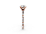 Rose gold Round Cut Diamond Ring with Pavé Band and Four-Prong Setting_75