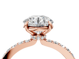 Rose gold Round Cut Diamond Ring with Pavé Band and Four-Prong Setting_77