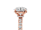 Rose gold Round Cut Diamond Ring with Pavé Band and Four-Prong Setting_78