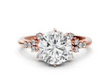 Rose gold Round Cut Diamond Ring with Side Stones and Four-Prong Setting_81