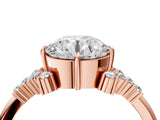 Rose gold Round Cut Diamond Ring with Side Stones and Four-Prong Setting_85