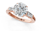 Rose gold Round Cut Diamond Ring with Tapered Baguette Side Stones in Four-Prong Setting_17