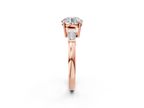 Rose gold Round Cut Diamond Ring with Tapered Baguette Side Stones in Four-Prong Setting_18