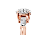 Rose gold Round Cut Diamond Ring with Tapered Baguette Side Stones in Four-Prong Setting_21