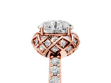 Rose gold Round Cut Diamond Scalloped Halo Engagement Ring with Round Shared Prong Band_25