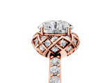 Rose gold Round Cut Diamond Scalloped Halo Engagement Ring with Round Shared Prong Band_37