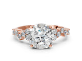 Rose gold Round Cut Diamond Scattered Round Accent Ring with Prong Setting_12