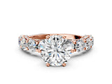 Rose gold Round Cut Diamond Side Stone Engagement Ring with Four-Prong Setting_24