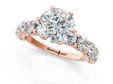 Rose gold Round Cut Diamond Side Stone Engagement Ring with Four-Prong Setting_25