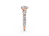 Rose gold Round Cut Diamond Side Stone Engagement Ring with Four-Prong Setting_26