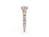 Rose gold Round Cut Diamond Side Stone Engagement Ring with Four-Prong Setting_38
