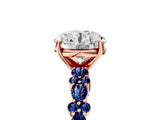 Rose gold Round Cut Diamond Side Stone Solitaire Ring with Round with Blue Sapphire side stone and Four-Prong Setting_5