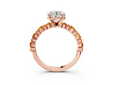 Rose gold Round Cut Diamond Side Stone Solitaire Ring with Round with Citrine side stone and Four-Prong Setting_3