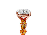 Rose gold Round Cut Diamond Side Stone Solitaire Ring with Round with Citrine side stone and Four-Prong Setting_5