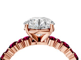 Rose gold Round Cut Diamond Side Stone Solitaire Ring with Round with Garnet side stone and Four-Prong Setting_4