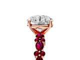 Rose gold Round Cut Diamond Side Stone Solitaire Ring with Round with Garnet side stone and Four-Prong Setting_5