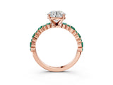 Rose gold Round Cut Diamond Side Stone Solitaire Ring with Round with Green Sapphire side stone and Four-Prong Setting_3
