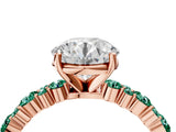 Rose gold Round Cut Diamond Side Stone Solitaire Ring with Round with Green Sapphire side stone and Four-Prong Setting_4