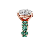 Rose gold Round Cut Diamond Side Stone Solitaire Ring with Round with Green Sapphire side stone and Four-Prong Setting_5
