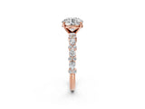 Rose gold Round Cut Diamond Side Stone Solitaire Ring with Round with Moissanite side stone and Four-Prong Setting_2